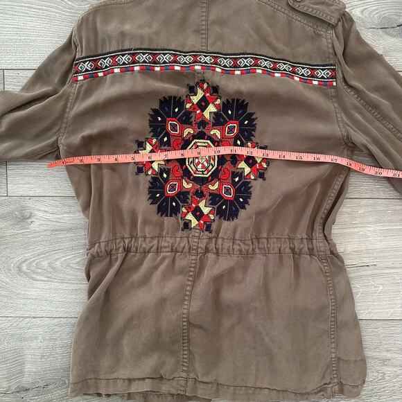 Pam & Gela Designer Brown Soft Knit Aztec Embroidered Jacket Size S - Picture 7 of 7
